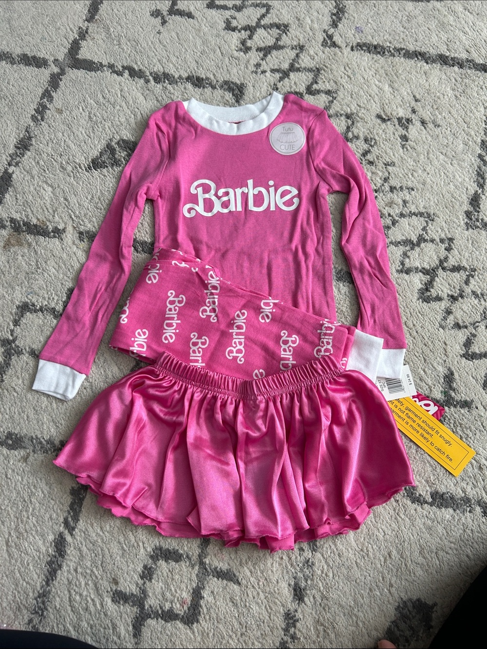 Barbie Hot Pink Logo Pajama Set with Skirt